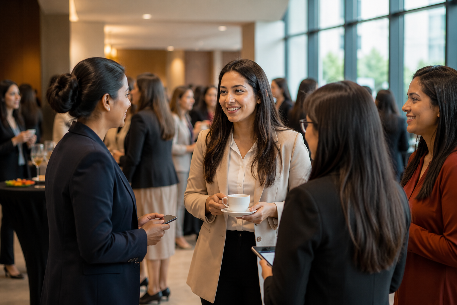 Women entrepreneurs networking at a business event